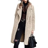 GEU Damen Teddy Fleecejacke Flauschjacke Herbst Winter Mantel Einfarbig Langarm Revers Oberbekleidung Bequeme stilvolle Plüschjacke Comfy Softjack