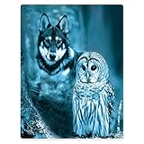 YISUMEI Flauschige Decke 135x200 Bett Kuscheldecke Sofa Wohndecke mit Motiv Dunkelblau Wolf E
