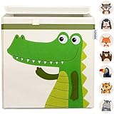 GLÜCKSWOLKE Aufbewahrungsbox Kinder - 15 Motive I Spielzeugkiste mit Deckel für Kinderzimmer I Spielzeug Box Krokodil (33x33x33) zur Aufbewahrung im Kallax Regal I Dschungel Spielkiste (Coco Kroko)