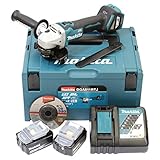 Makita DGA511RTJAkku-Winkelschleifer 18 V / 5,0 Ah, 2 Akkus + Ladegerät im MAKPAC