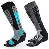 Occulto 2 Paar DAMEN SKISOCKEN mit POLSTERUNG in verschiedenen Farben, THERMO WINTERSOCKEN für SKI und SNOWBOARD 39-42 1 Paar Türkis | 1 Paar Weiß