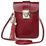 Shidan Damen PU Leder Stilvoll Einzel Schultertasche Handtasche mit Quasten Schlüsselbund für iPhone 11ProMax 11 XsMax X 8+ 7+ 6+, Samsung S8 S9, Huawei P8 P9 L