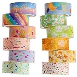 Washi Tape,12 Rollen Washi Klebeband Set, Sticker Sset Bullet Journal, Craft Washi Masking Tape, Folie Gold Masking Tapes, für DIY Scrapbooking Aufkleber Geschenkdekoration Verpackung
