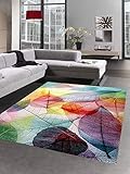 CARPETIA Teppich modern Designerteppich Blätter Laub bunt Größe 120x170