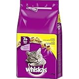 Whiskas Katzenfutter Trockenfutter Senior 7+ mit Huhn, 6 Beutel (6 x 1,9kg)