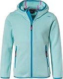 CMP Mädchen Knit Tech Melange Hood Fleece Jacke, Aqua-Hawaian, 152 3H19825