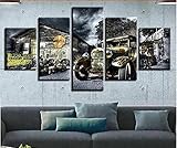 Leinwanddrucke 5 Stück Kunstdruck Wandbild Hot Rod Oldtimer Mehrteilig Aufhängen Bilder Für Wohnzimmer Wohnkultur,Hd Gedruckt Rahmen Segeltuch M