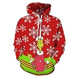 SEWORLD Weihnachten Kapuzenpullover Herren Damen Weihnachtspullover Lustige 3D Print Unisex Sweatshirt Langarm Christmas Hoodie Kapuzen Paar Weihnachtspulli Weihnachtsdruck