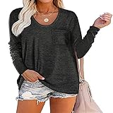 WAQD Colorblock Langarmshirt Sweatshirt Damen Rundhals Gestreift Pullover Oberteile Frauen Casual Patchwork Bluse T-Shirt Tops Sportshirt Langarm Laufshirt Fitness Sweatshirt Laufjacke Running Top