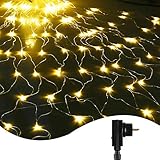 IDESION LED Lichternetz 3 * 2 Meter， 200 LED Lichtervorhang Lichterketten, 8 Lichtmodi Dekoleuchte für Weihnachten, Hochzeit,Halloween Partydekoration, Wintergarten,Außen & Innen(Warmweiß)