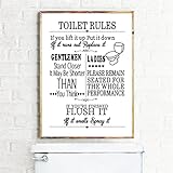 Kingkoil Wc-regeln Wandkunst Leinwand Malerei Modern Lustige Badezimmer Regeln Zeichen Poster Drucke Toilette Humor Bild Badezimmer Wohnkultur 20x30cm Inner_F