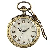 Vintage Quarz Römische Ziffern Taschenuhr Herren und Damen Anhänger Uhr Halskette ThickC