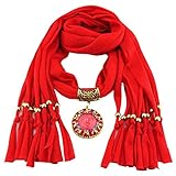 YEBIRAL Schal Damen Schal Anhänger Quaste Frauen Mode Accessoires Deckenschal Halstuch Schals(Rot)