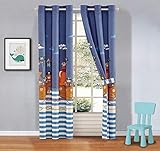 Better Home Style Fenstervorhang, bedruckt, mehrfarbig, Piratenschiffe, Meer, Ozean, für Kinder/Jungen/Kleinkinder, 2-teiliges Set mit Ösen (Piratenblau)