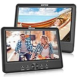 WONNIE 2 10.5 Zoll Tragbarer DVD Player Auto Zwei Monitore Player mit Leistungsstarke Stereo Lautsprechern, 1024 * 600 HD Kopfstützenhalterung Dual Bildschirm, USB/SD/AV IN&Out(2 DVD-Spieler)