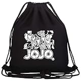 Roffatide Anime Jojos Bizarres Abenteuer Kordelzugbeutel Canvas Sackpack Bedruckte String-Tasche Sport Rucksack mit Kordelzug Schw