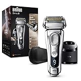 Braun Series 9 Premium Rasierer Herren mit 4+1 Scherkopf, Elektrorasierer & Trimmer für Präzision, Reinigungs- & Ladestation, Li-Ionen-Akku 60 min, Wet & Dry, 9395cc,