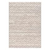 mynes Home Teppich grau-beige mit Zickzack Muster / pflegeleichter Teppich 3D Effekt / Teppich Wohnzimmer 200x290/ Teppich Schlafzimmer / Teppich Esszimmer / Öko-Tex-100