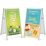 GOPLUS Plakatständer, Präsentationsständer mit 2 Seiten, Kundenstopper Gehwegaufsteller, Faltbar, Verstellbarer Anzeigebereich, Wetterfest, aus Aluminium, für Plakat Werbung, 64 × 63 × 107