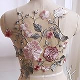 Große Blumen-Spitzen-Applikation für Hochzeitskleid, Dekoration, zum Aufnähen, 3D-Stickerei, 30 x 31