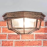 MILANO Vintage Deckenlampe Landhaus für Außen in Kupfer Antik IP54 E27 rustikale Deckenleuchte H