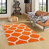 Pergamon Soft-Touch Velours Designer Teppich Canvas Marokko Design Orange in 4 Größen Orang