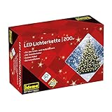 Idena 31224 - LED Lichterkette mit 200 LED in bernsteinfarben, mit 8 Stunden Timer Funktion und Transformator, ca. 27,9 m lang, Innen- und Außenbereich, für Partys, Weihnachten, Deko, H