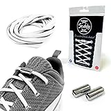 Senkly Elastische Schnürsenkel mit Metallkapsel für Sneaker (Weiss-Silber)