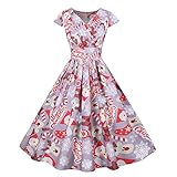 Damen 50S Retro Cocktailkleid Rockabilly Retro Vintage Ärmellos Schwingen Kleid Faltenrock A-Line Petticoat Weihnachten Hausfrau Abend Party Abendk