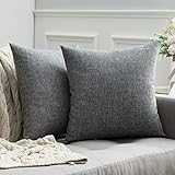 MIULEE Kissenbezüge Kissenhülle Dekokissen Leinen-Optik Dekorative Kissenbezug Sofakissen Couchkissen Deko Kreuz mit Verstecktem Reißverschluss für Sofa Schlafzimmer 2er Set 40x40 cm Hellg