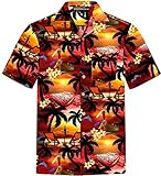 Hawaiihemdshop Hawaiihemd | Herren | Baumwolle | Größe S - 8XL | Kurzarm | Hawaiihemden | Strand | Beach | Palmen | Meer | Aloha | Kokosnuss-Knöpfe | Hawaii H