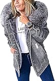 Jeansjacke Damen Vintage Pelzkragen Jacke Dicke Fleecejacke Damen Teddy Einfarbiger Mantel Button Down Jacke Slim Fit Revers Jacke Wattierte Jacke Übergangsjacke Herbst Winter Jacken For D