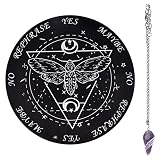 miraculocy Sternpendelbrett 9,84 Zoll, Wünschelrute Weissagungsbrett mit Lila Kristall, Metaphysisches Message Board Holz Weissagungsbrett Amethyst Hexerei Halskette Altarzubehör für Anfäng