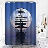 Der riesige wasserdichte Polyester-Duschvorhang des Universums, der den Badezimmerdekorationsvorhang der Seeoberfläche reflektiert S.17 150x200
