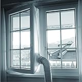 Bestron universelle Fensterabdichtung für mobile Klimageräte und Abluftschläuche, optimal für Fenster bis 400cm Umfang, selbstklebendes Klettband und Montageanleitung, Weiß AACKIT