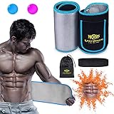 Lucky Humans® Hochwertiger -2021- Bauchweggürtel Herren Damen, Hula Hoop Gürtel, Schwitzgürtel, Bauchgürtel Neopren Nano Silber, Bauch Weg Trainer, Sweat Belt W