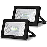 LED Strahler MEIKEE 20W 2er LED Scheiwerfer Superhell 2000LM Strahler Außen 6500K Kaltweiß Fluter IP66 Wasserdicht Flutlicht Außenstrahler für Sportplatz Garage Garten H