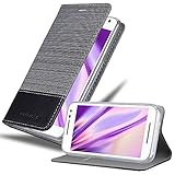 Cadorabo Hülle für Motorola Moto G3 in GRAU SCHWARZ - Handyhülle mit Magnetverschluss, Standfunktion und Kartenfach - Case Cover Schutzhülle Etui Tasche Book Klapp Sty