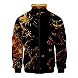 Herren Bekleidung Verkauf Halloween Horror Serie 3D-Digitaldruck Herren Stehkragen Reißverschluss Gentleman Warm Herren Polo Rugby Hemden Patchwork Tops Größe S-XXXXXL, Gelb 1, XL