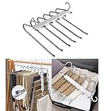 Hosenbügel Platzsparend Mehrfach, Hosen Kleiderbügel Multifunctional , Hanger Pants Rack Closet Organizer für Hosen, Schals, Jeans, Kleidung, Handtücher (6 IN 1)