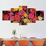 GUANGXING Bild Auf Leinwand Leinwandbild 5 Teilig Schattierungen Von Rosen Kunstdruck Modern Wandbilder XXL Format Wandbilder Wohnzimmer Deko Kunstdrucke 5 Teilig Fertig Zum Aufhäng