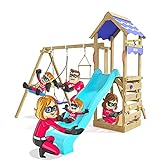 Spielturm Active Heroows Schaukelgestell mit Sandkasten und Kletterwand, Schaukel & türkiser Rutsche, viel Zubehö