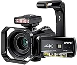 Videokamera 4k Camcorder ORDRO UHD Nachtsicht Vlog Ghost Hunting Kamera Camcorder für YouTube Camcorder mit IR Light Handheld Halter Gegenlichtblende 32G SD-Karte und 2 B