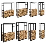 Lospitch Kaminholzregal Feuerholzregal Innen Brennholzregal Holzhalter, Stabiles Metall-Gestell In Matt Design Größen für Holzscheite Stapelhilfe, Größe:25x40x150 cm (DxWxH), Schw