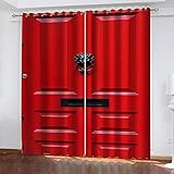 TTBBBB Vorhang Kinderzimmer Mädchen Rote Türdruck B 140 x H 160 cm Gardinen Verdunkelungsvorhang Schlafzimmer Kinderzimmer Thermovorhang Fensterdekoration 3D Muster Ösen schal 2Er S