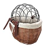 SANGSHI Hundefahrradkorb, Fahrrad Wicker Hundekorb Mit Eisenrahmen Beweglichen Fahrrad-pet Basket Hand-Woven-Speicher-Korb Geeignet Für Hunde, Katzen,