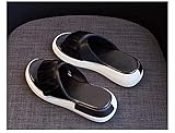 Sandali da Donna Casual Estate Comfort Sandali in Ecopelle Sandali Piatti Infradito Scarpe Opentoe Tinta Unita Zeppa antiscivolo Pantofole a Punta Aperta Sandali da Donna, Nero, 35