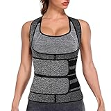 LEYUANA Taillentrainer Korsett für Damen,Plus Size Neopren Double Waist Shaper Tops L TopGray-Twob