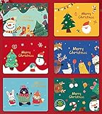 Grußkarten mit Umschlägen, 8,1 x 11,4 cm, klein, bunt, niedlich, Cartoon-Design, niedlich, weihnachtlich, 5 x 15 cm, bunt, 12 Stück