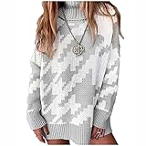 xinxinchaoshi Damen Pullover Damen Casual Chunky Pullover gestrickte Rollkragenpullover Leichte Fall Pullover Tops Strickpullover (Color : Grey, Size : XXL)